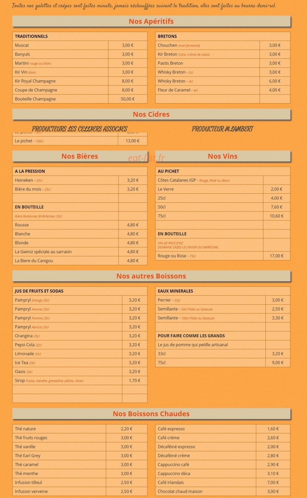 Crêperie Bretonne — carte page 4