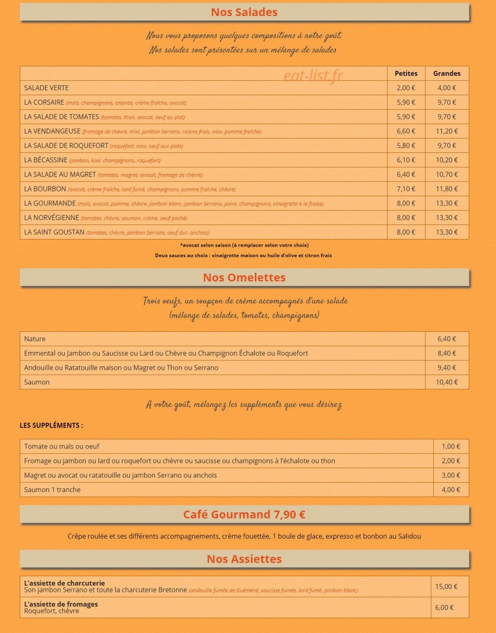 Crêperie Bretonne — carte page 3