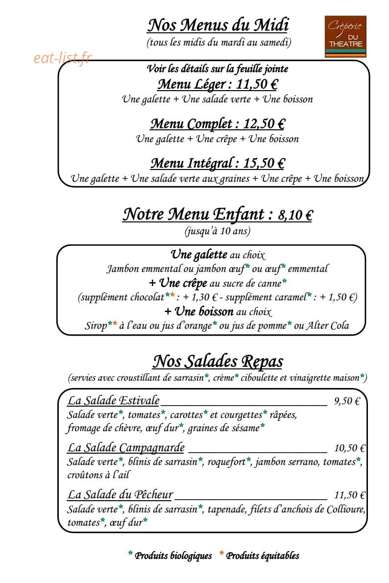 Crêperie du Théâtre — carte page 3