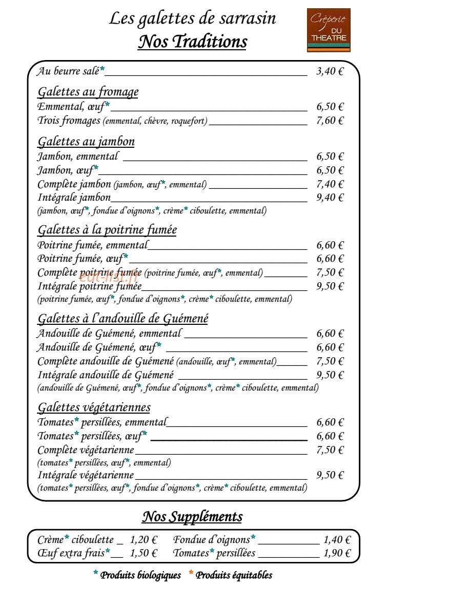 Crêperie du Théâtre — carte page 4