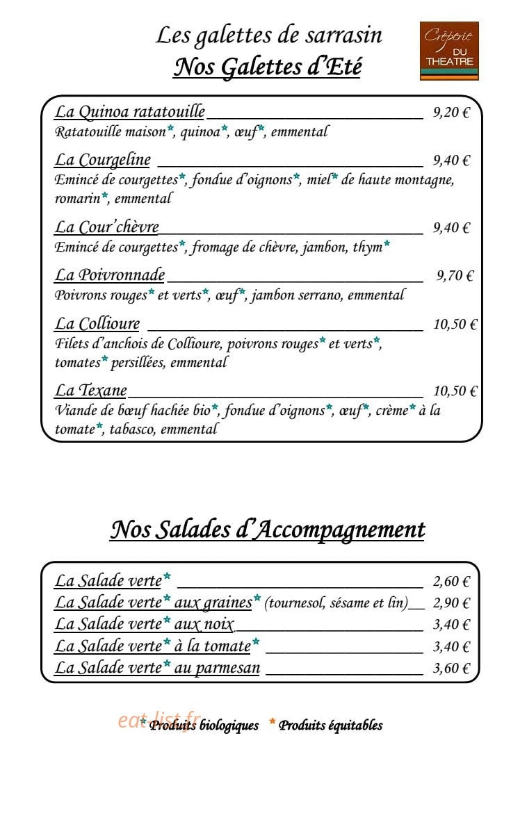 Crêperie du Théâtre — carte page 5