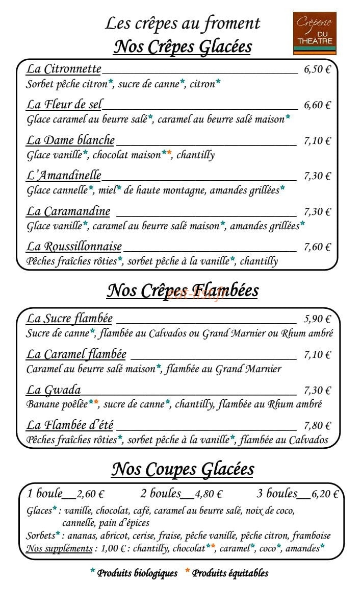 Crêperie du Théâtre — carte page 7