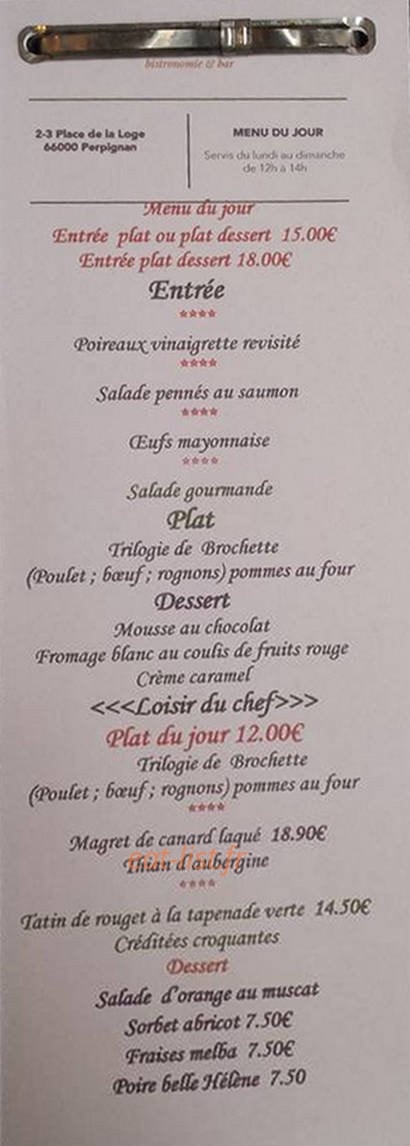 Grand Café de la Bourse — carte page 1