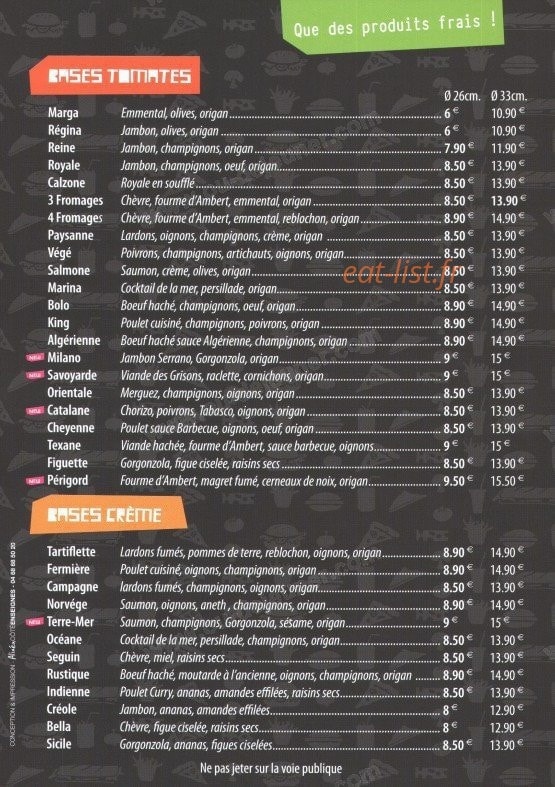 King pizzas et snack — carte page 2