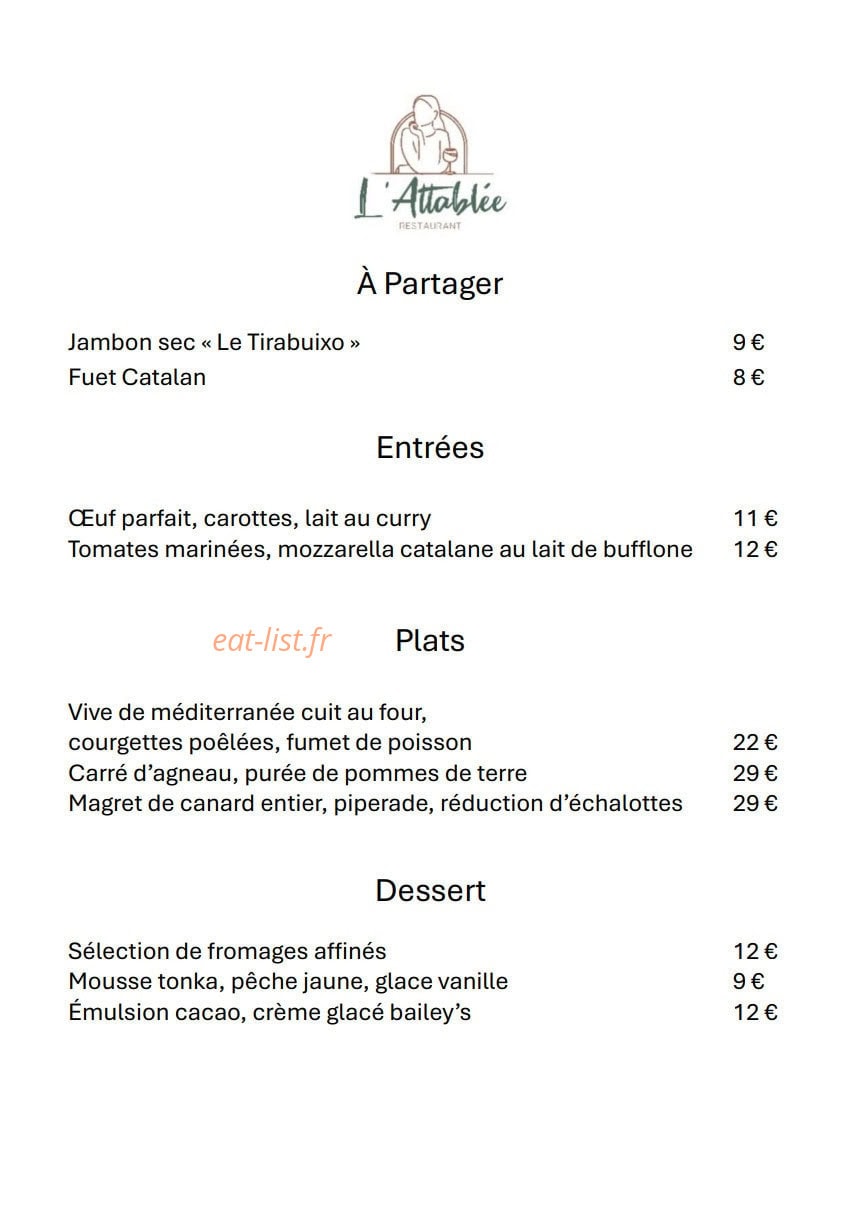 L'Attablée — carte page 1