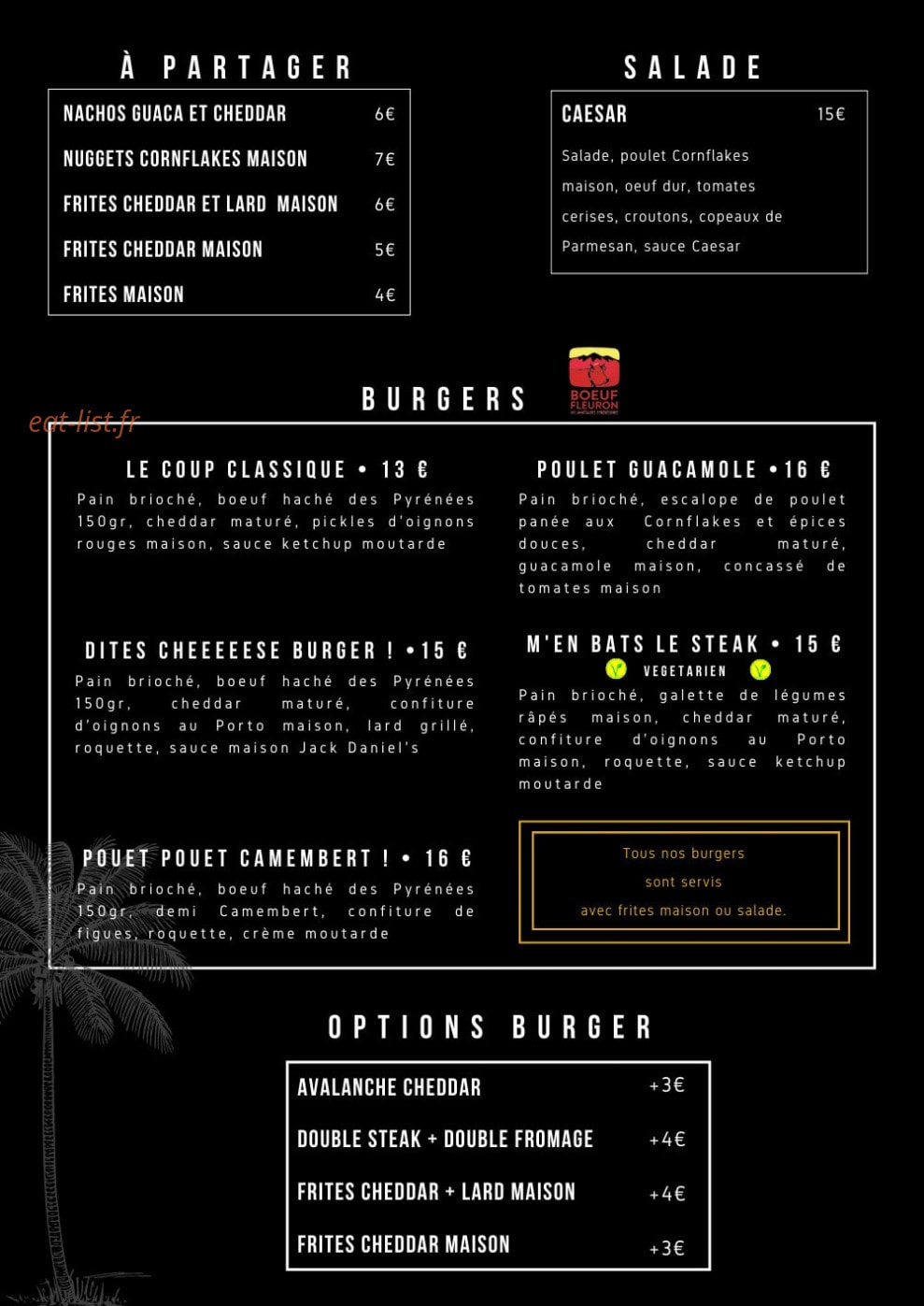 La Brasserie du Burger — carte page 1