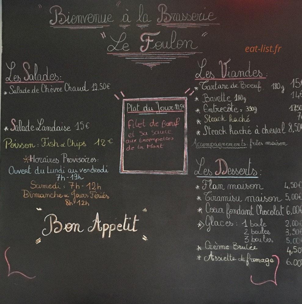 La brasserie le Foulon — carte page 1