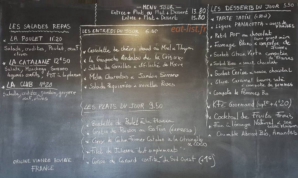 La Cuisine — carte page 1