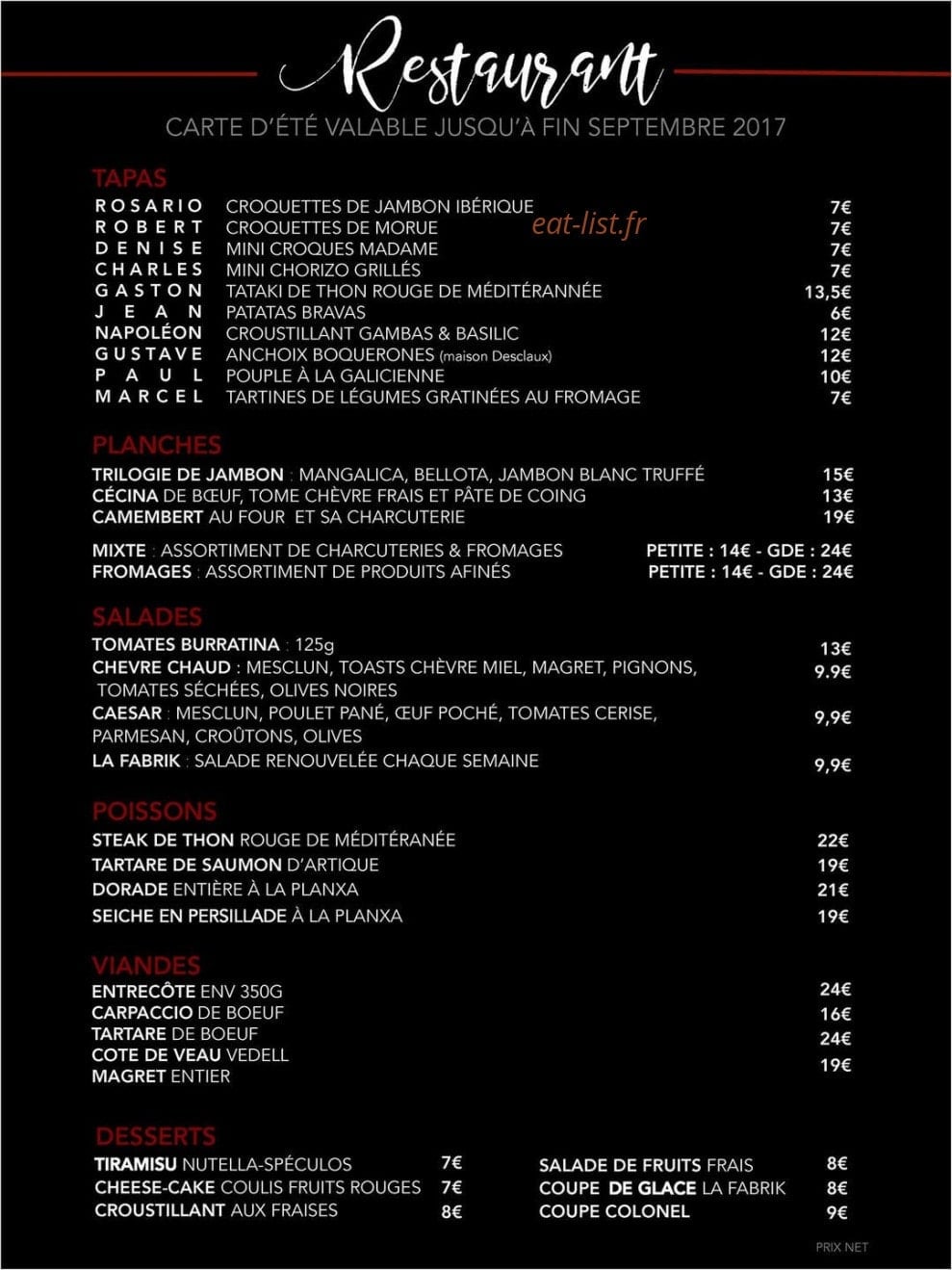La Fabrik — carte page 1