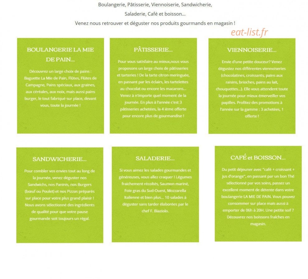 La Mie de Pain — carte page 1