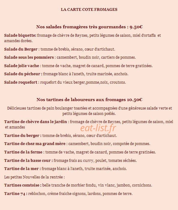 Le Bar à Lait — carte page 1