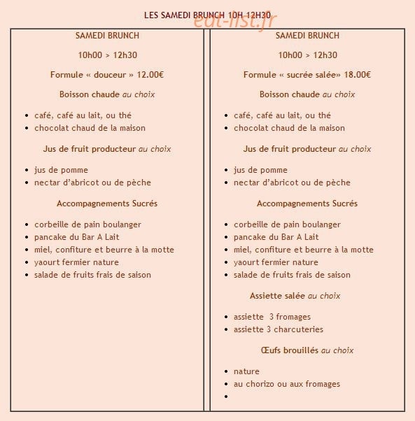 Le Bar à Lait — carte page 3
