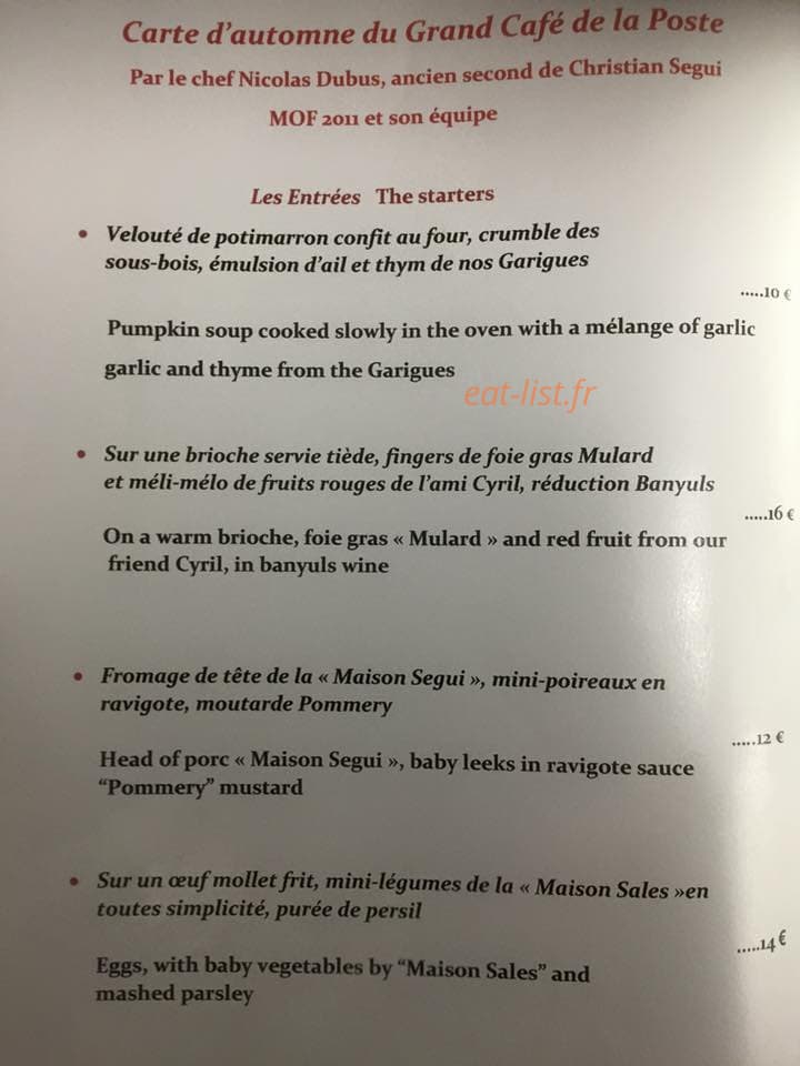 Le Grand café de la Poste — carte page 4