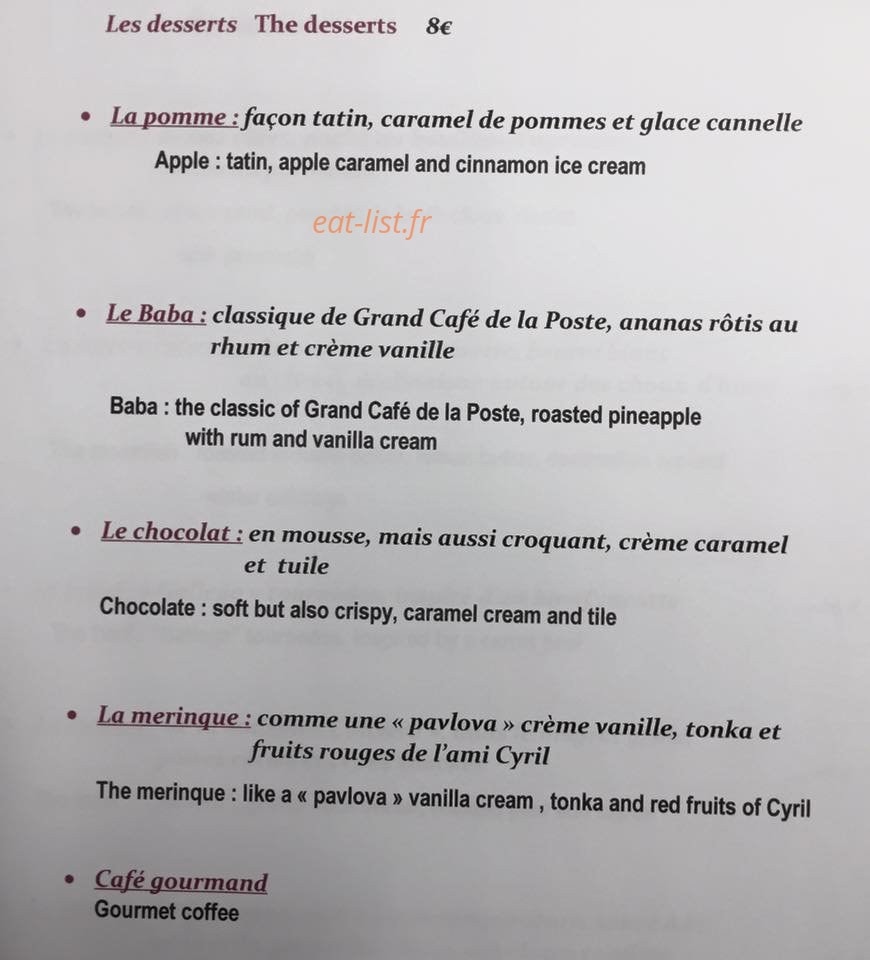 Le Grand café de la Poste — carte page 3