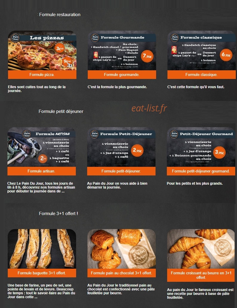 Le Pain du Jour — carte page 7