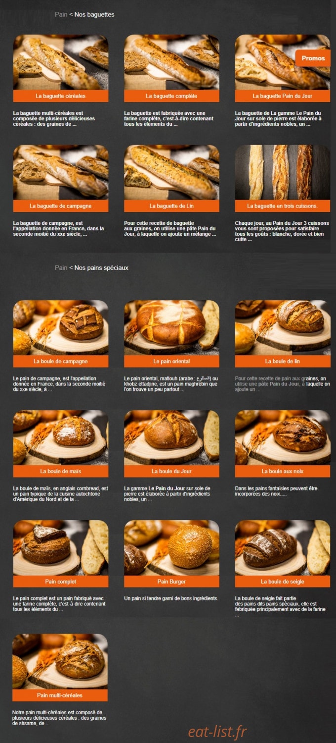 Le Pain du Jour — carte page 2