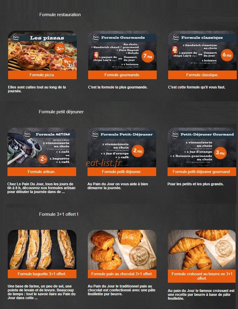 Le Pain du Jour — carte page 7