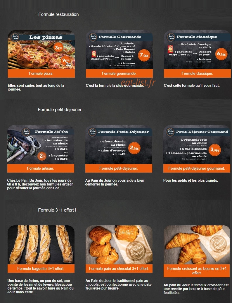 Le Pain du Jour — carte page 7