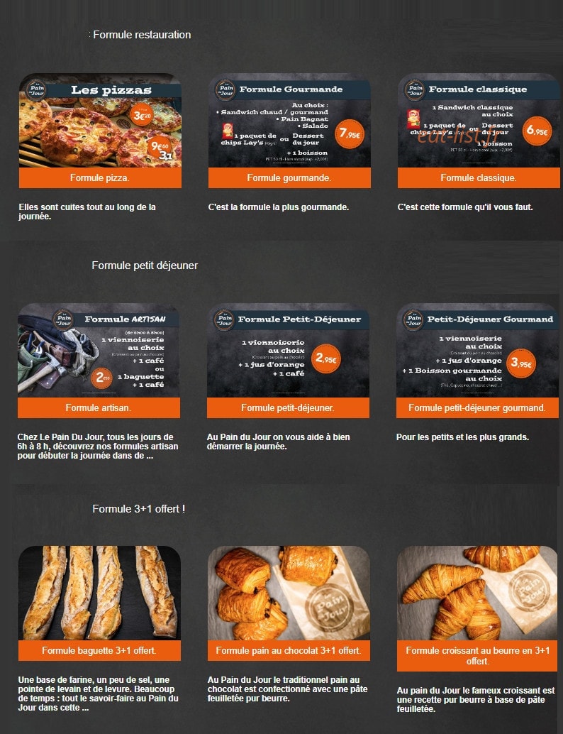 Le Pain du Jour — carte page 7