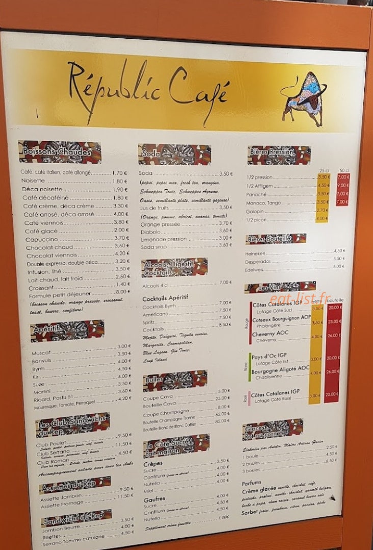Le Républic'Café — carte page 1