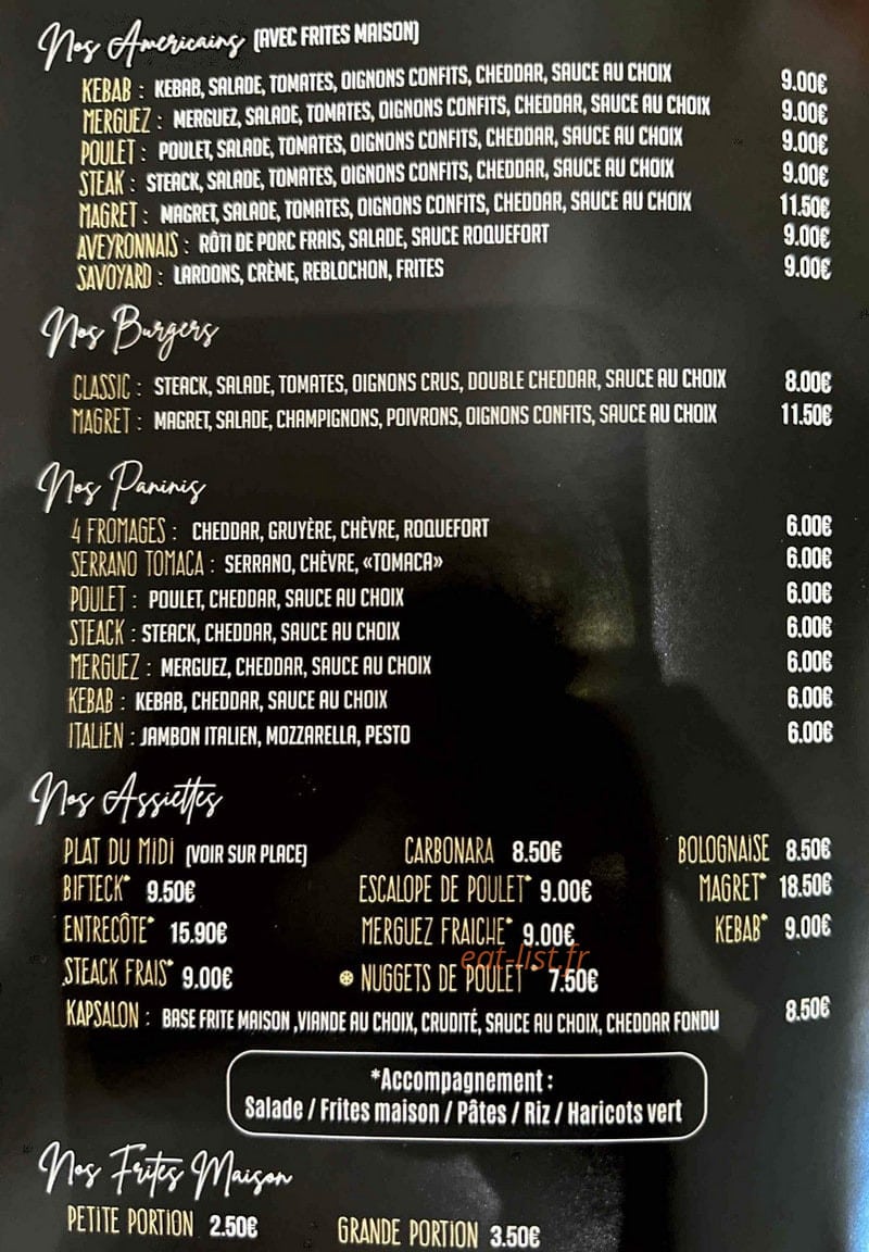 Le Snack O'Gourmet Saint-Charles — carte page 1