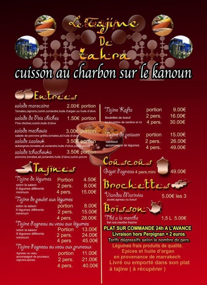 Le Tajine de Zahra — carte page 1