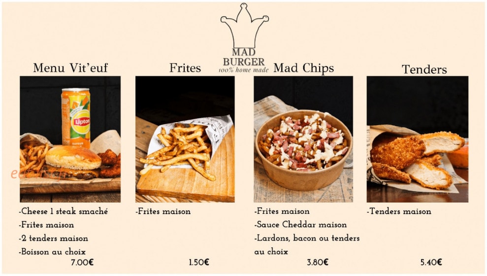Mad Burger — carte page 3