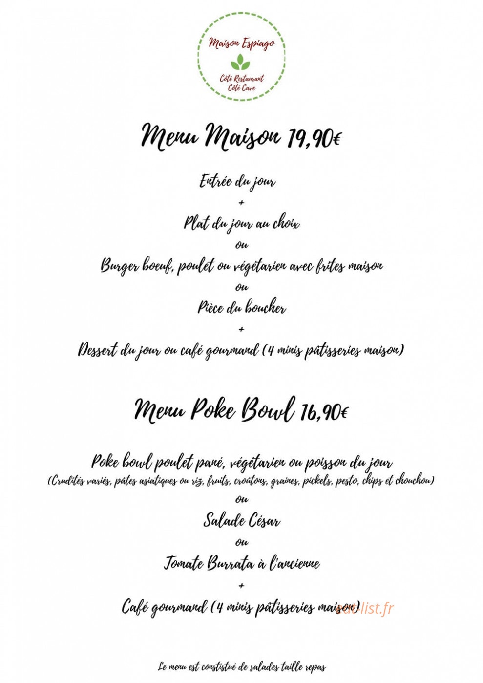 Maison Espiago — carte page 2