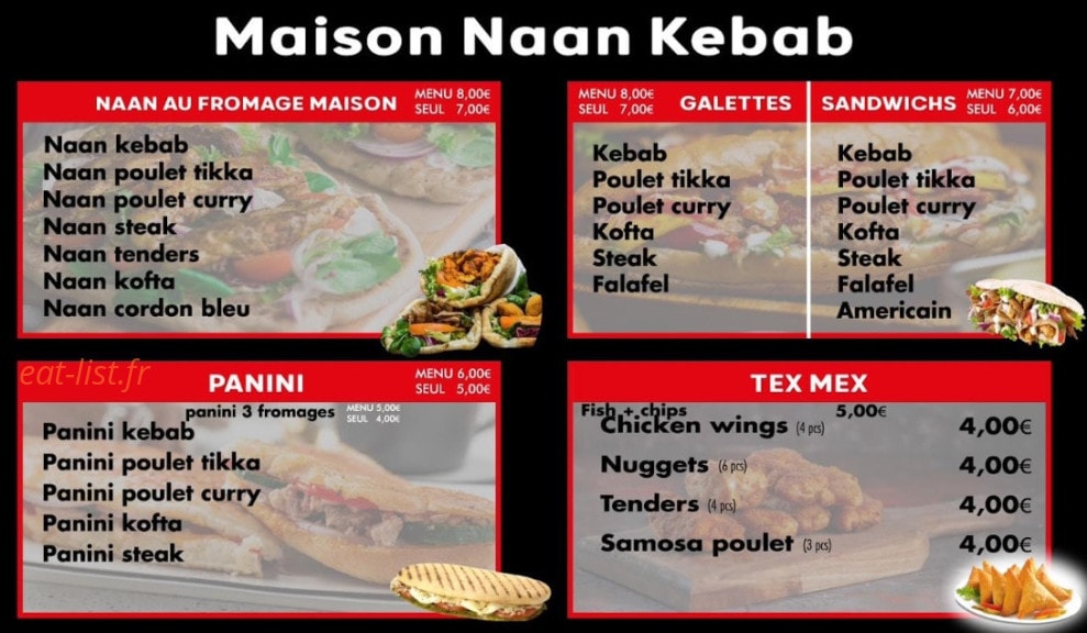 Maison Naan Kebab — carte page 2