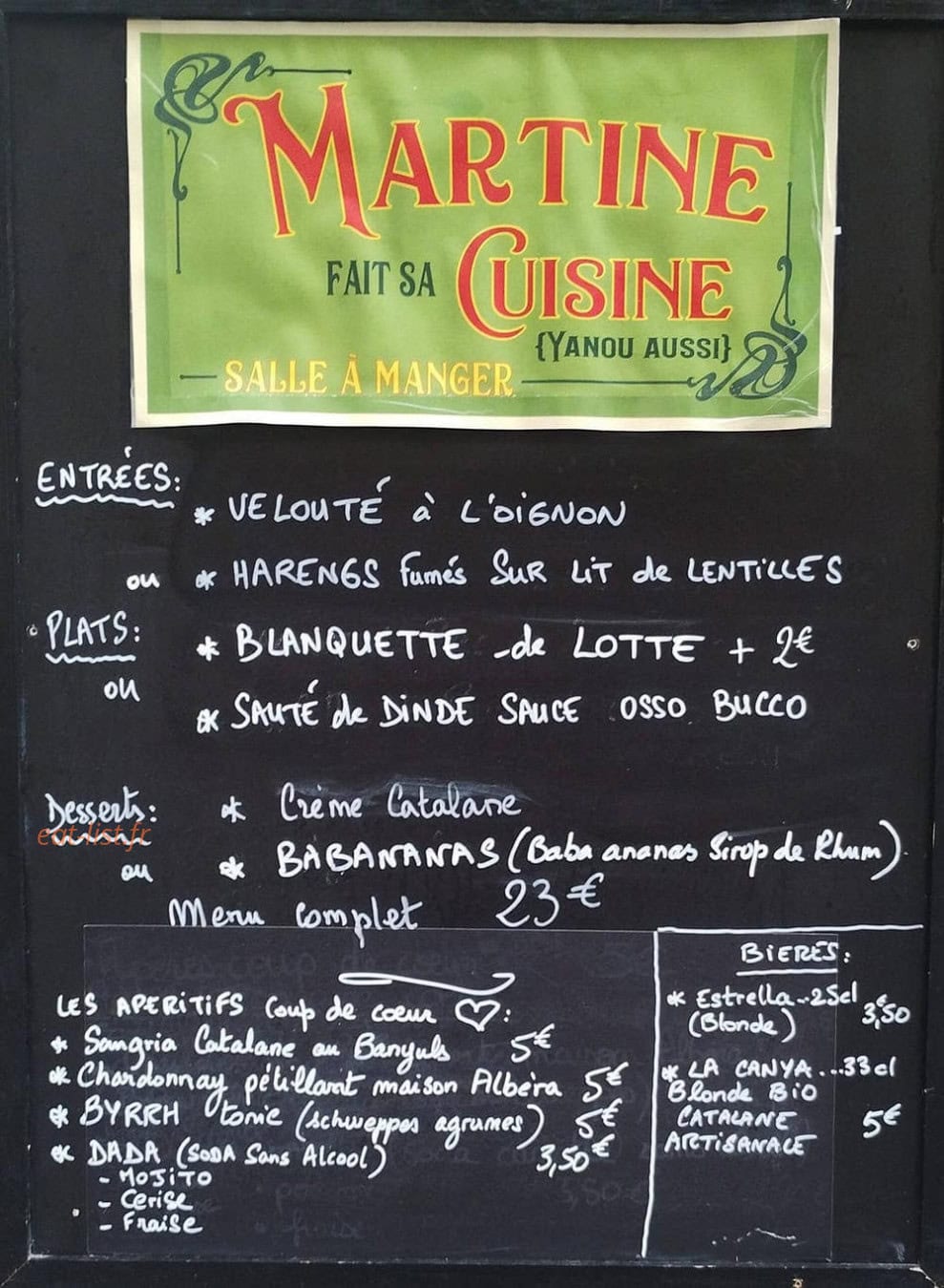 Martine fait sa Cuisine — carte page 1