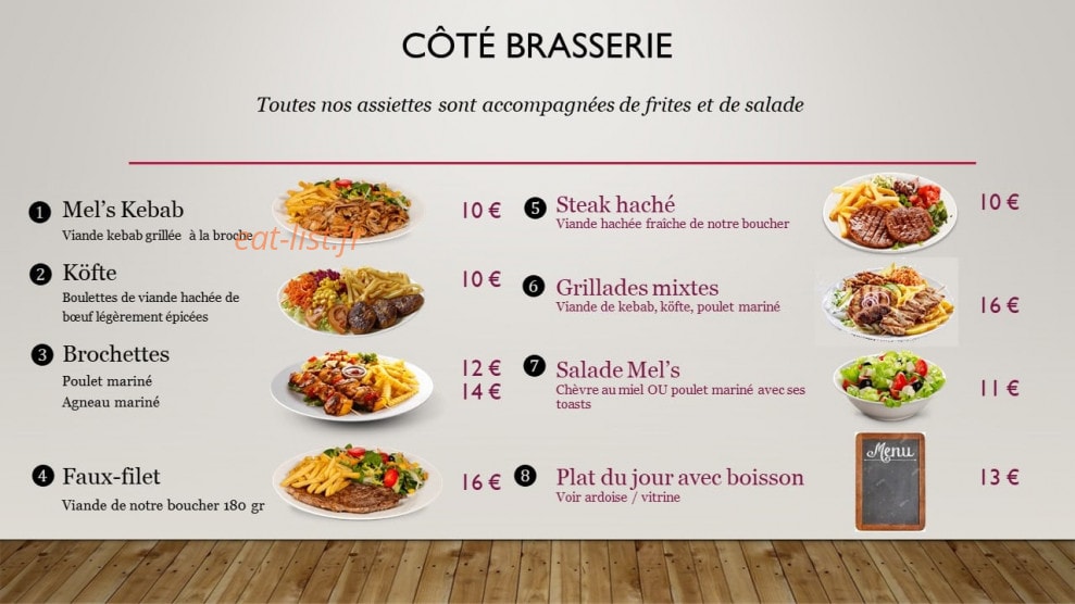 Mel's Resto — carte page 1