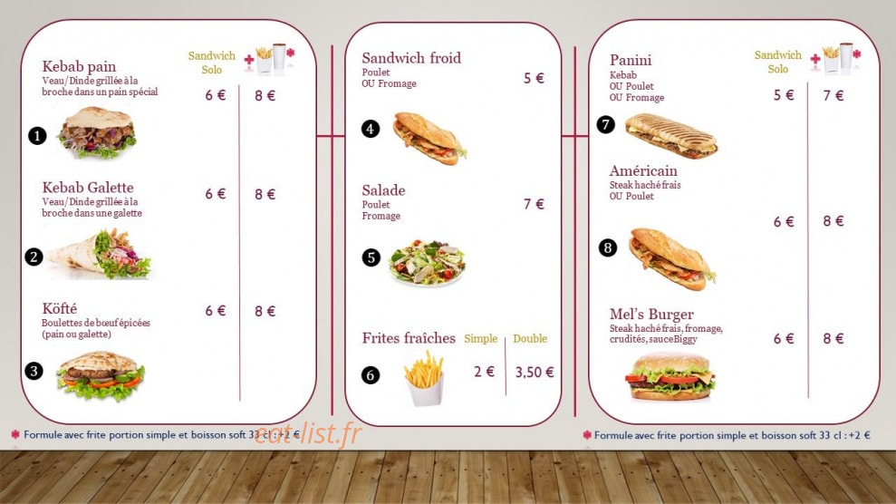 Mel's Resto — carte page 3