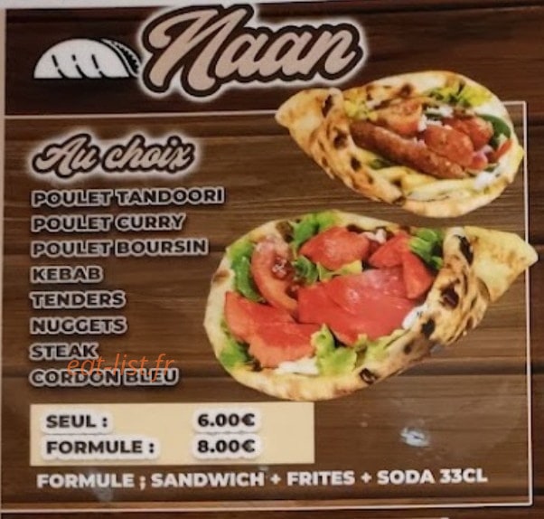 Noor cheese naan — carte page 1