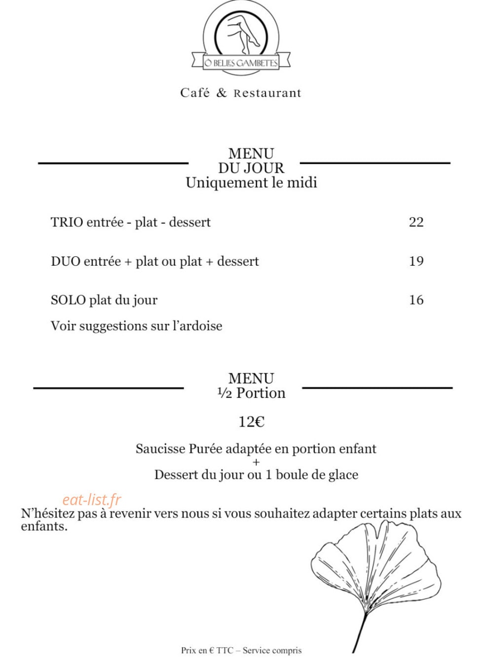 Ô Belles Gambettes — carte page 2