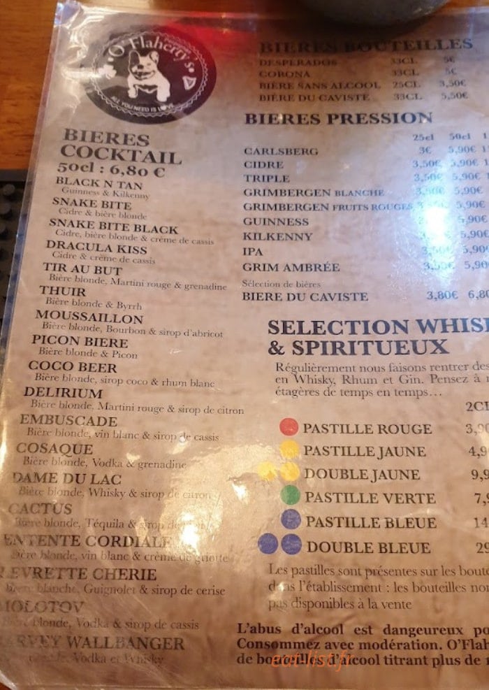 O'Flaherty's — carte page 1