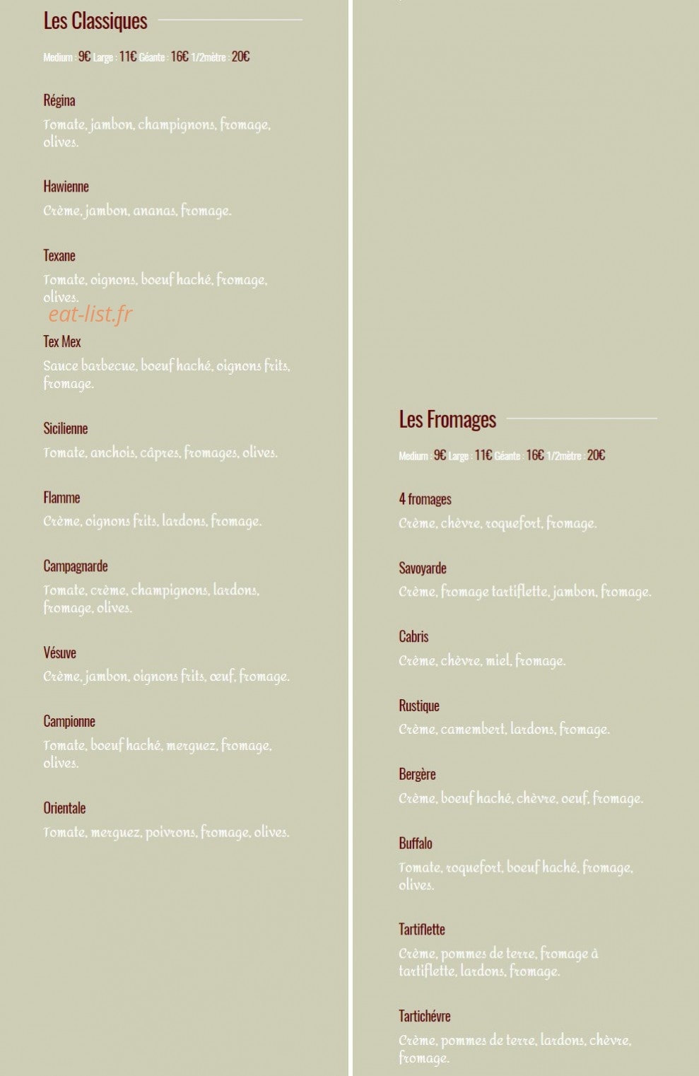 Pizza Aldo — carte page 2