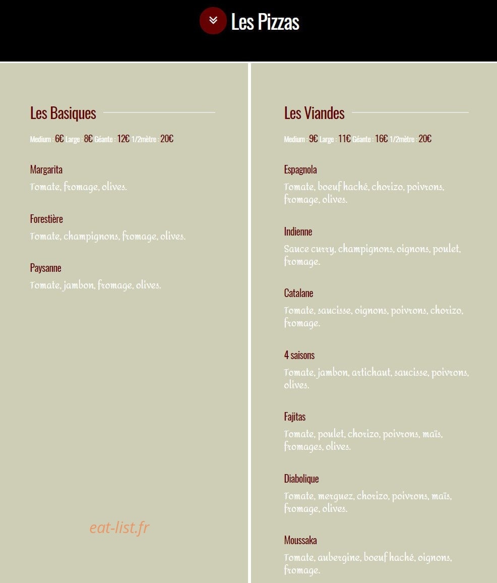 Pizza Aldo — carte page 1