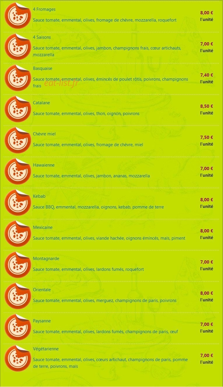 Pizza Belouga — carte page 2