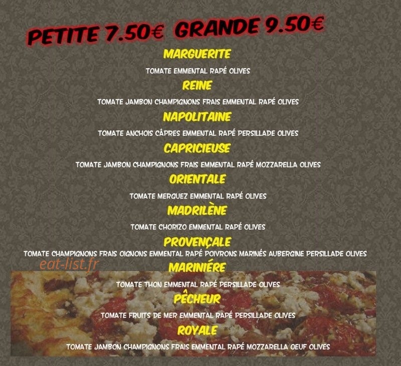 Pizza le Ventrayou — carte page 1