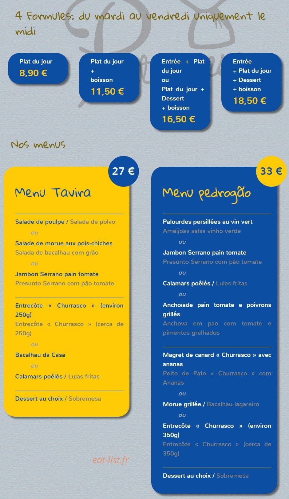 Restaurant Casa Portuguesa — carte page 1