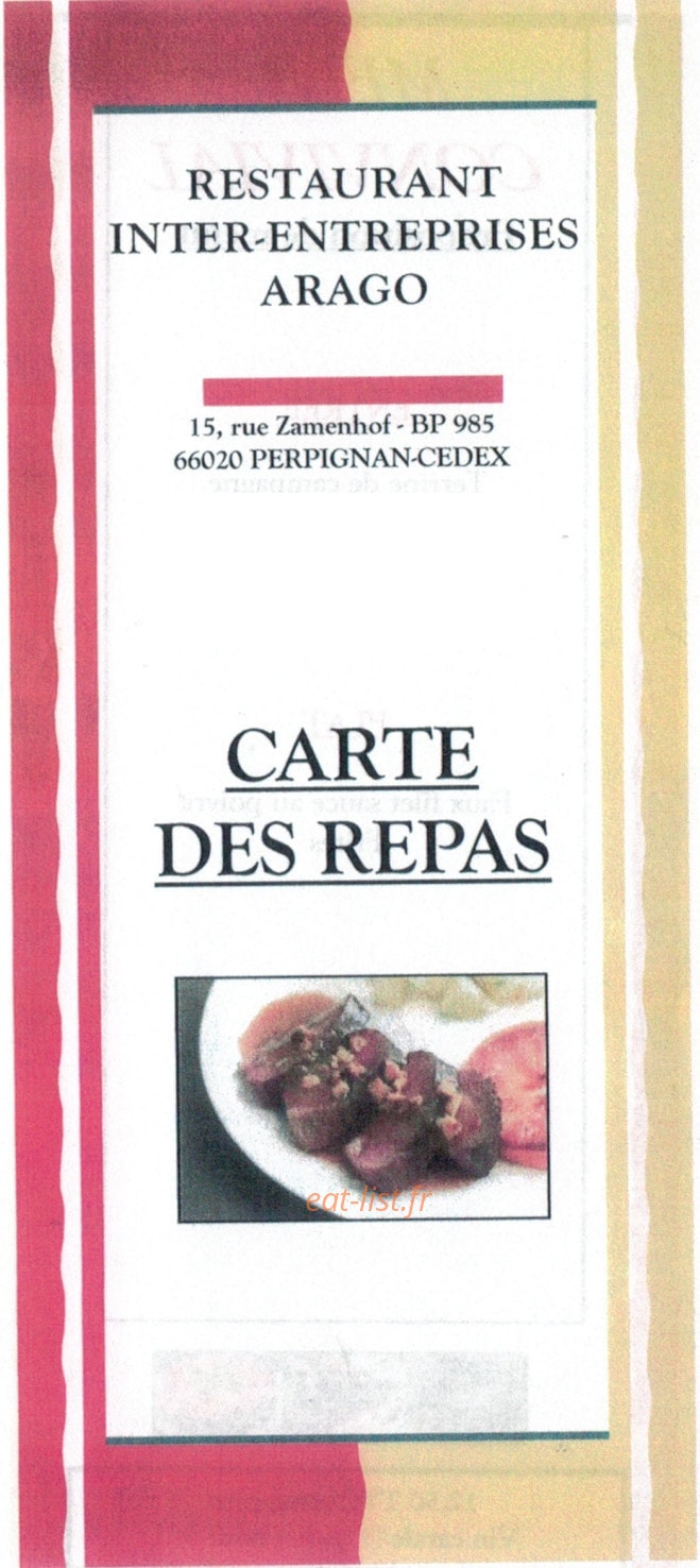 Restaurant Inter-Entreprise — carte page 1