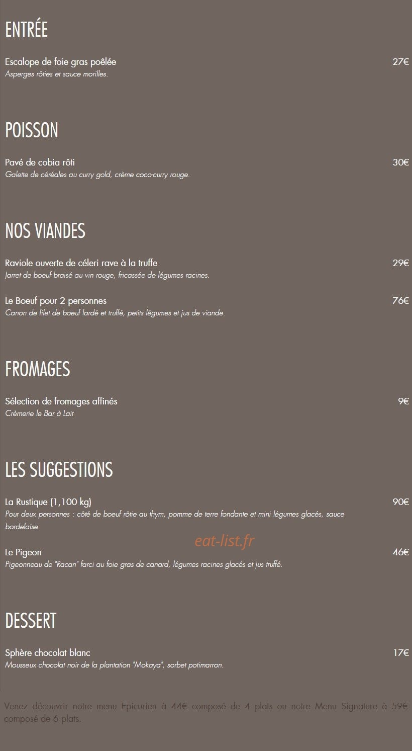 Restaurant le 860 — carte page 1