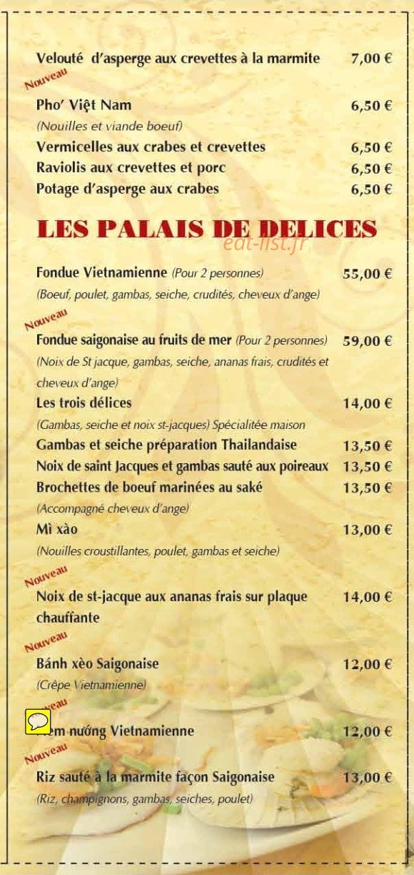 Restaurant Le Viêt Nam — carte page 3