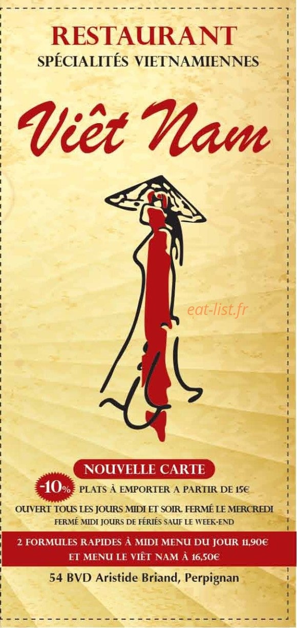 Restaurant Le Viêt Nam — carte page 1
