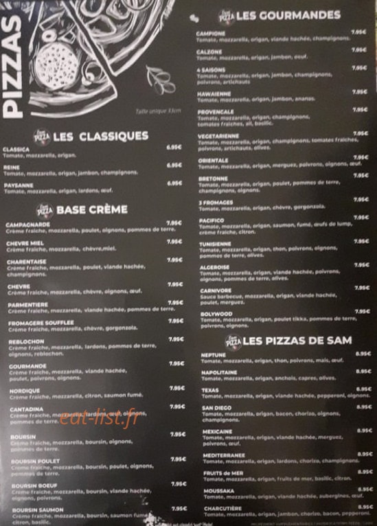 Sam pizza — carte page 2