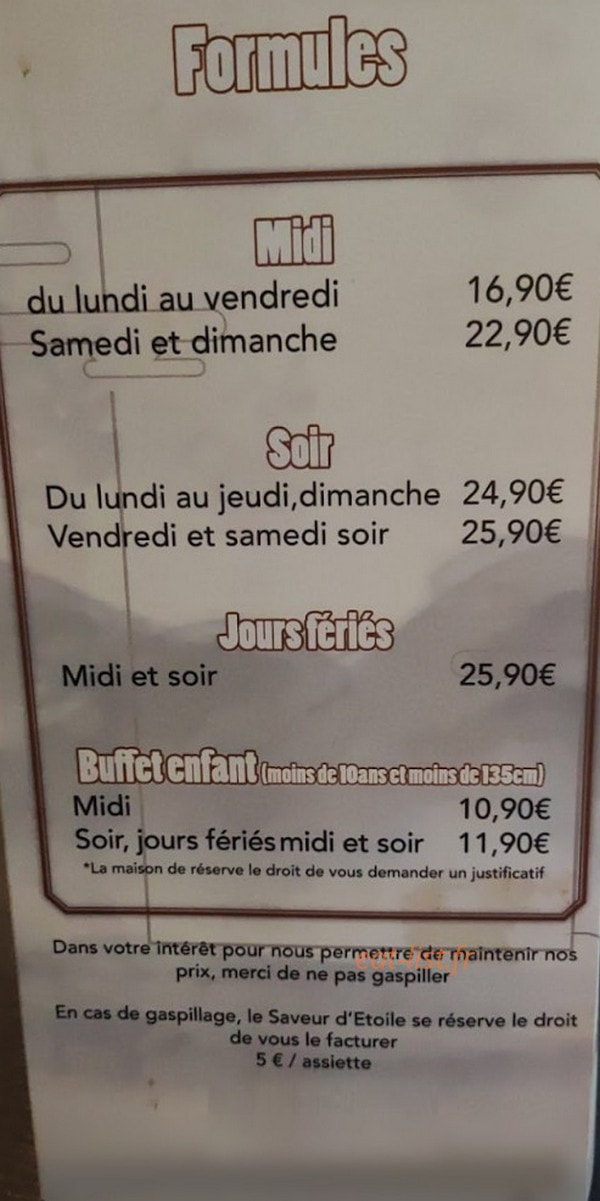 Saveur d'Etoile — carte page 1