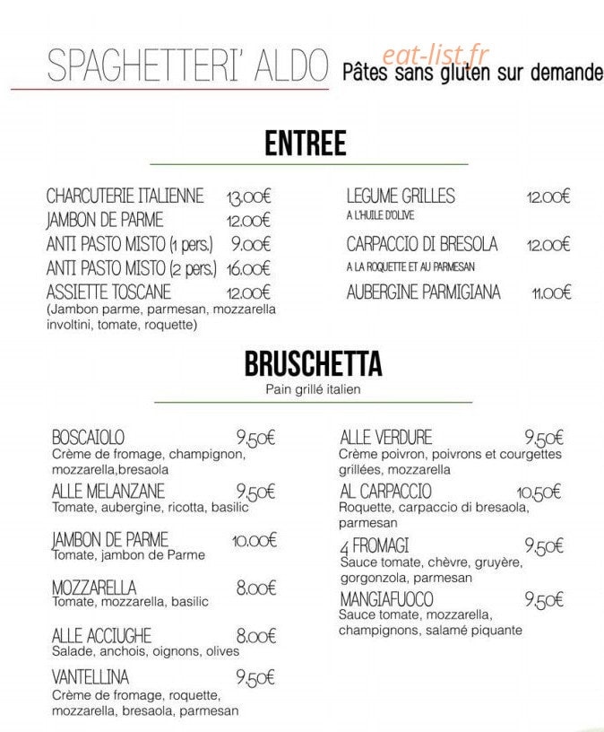 Spaghetteri Aldo — carte page 1