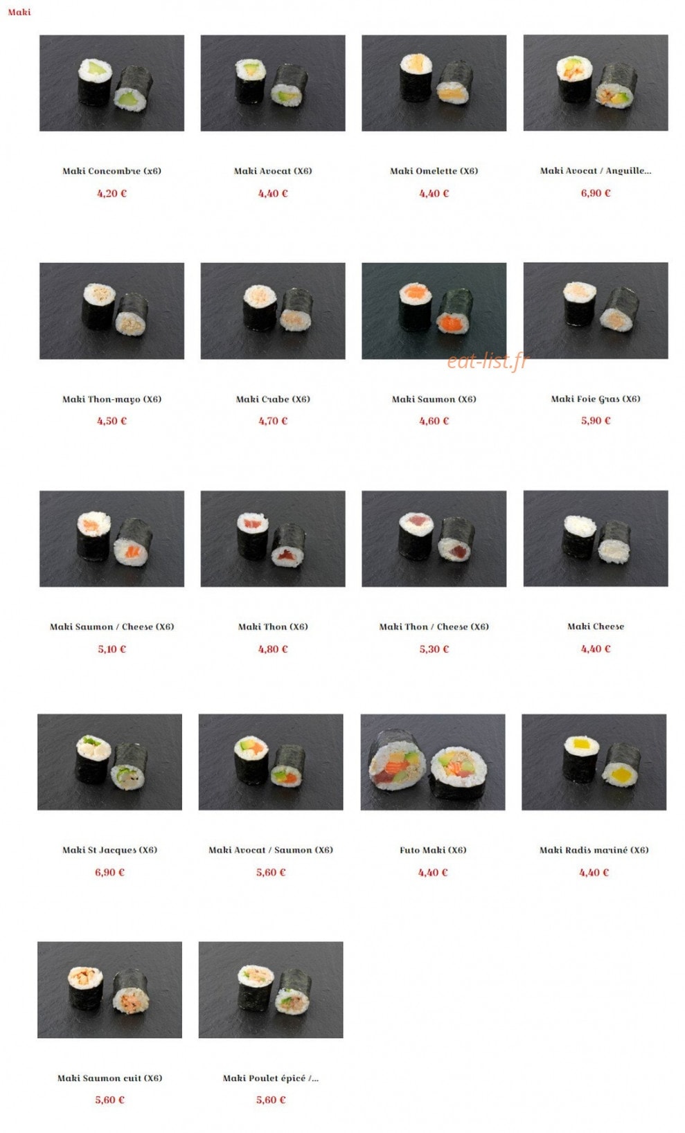 Sushi La Fauceille — carte page 4