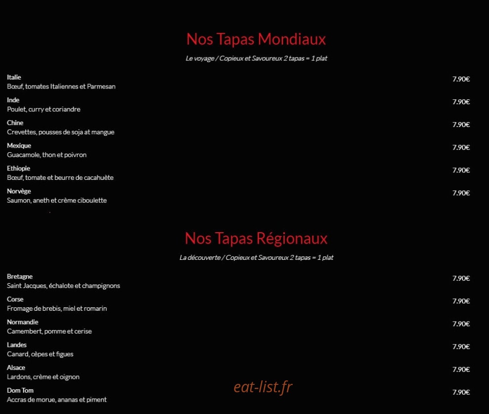 TapasTavern — carte page 1