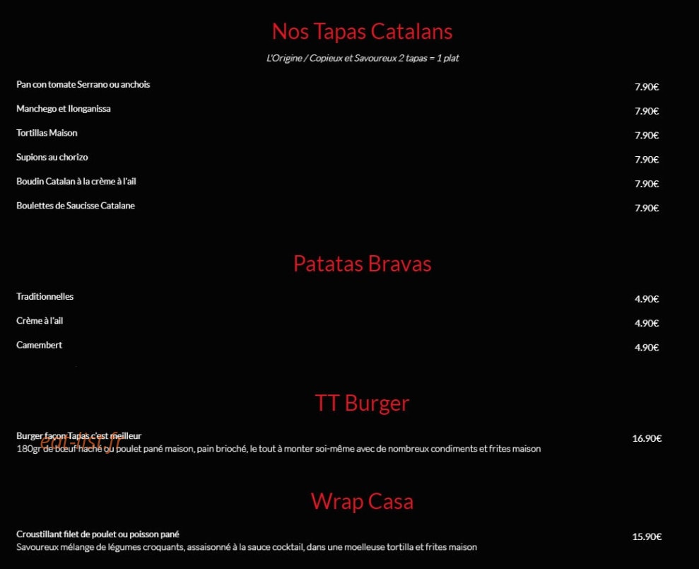 TapasTavern — carte page 2